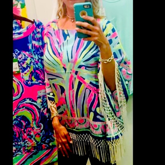 Lilly Pulitzer Silk Moya Caftan-EUC - Picture 2 of 4
